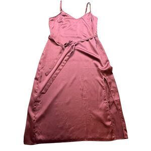 Abercrombie Fitch Dress Slip Sz Medium Midi Satin Y2K Retro 90s Preppy Silk Slit